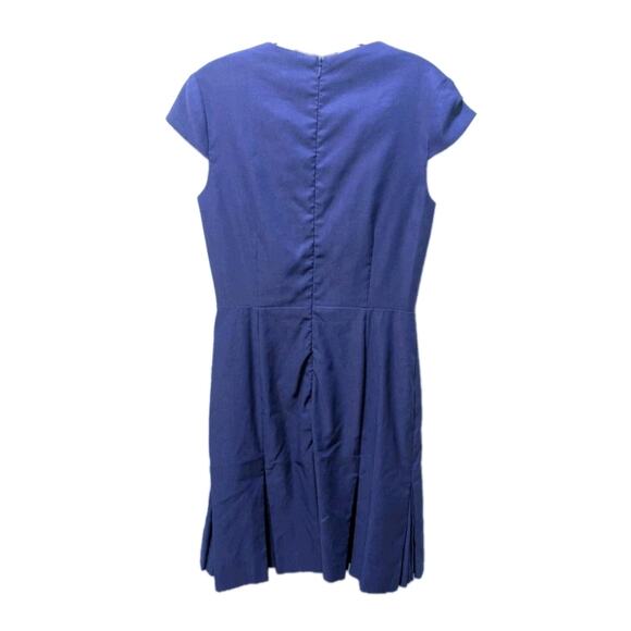 Antonio Melani Sheath Dress Blue Pleated Short Sleeves Business Cocktail Size 8 - Picture 2 of 6